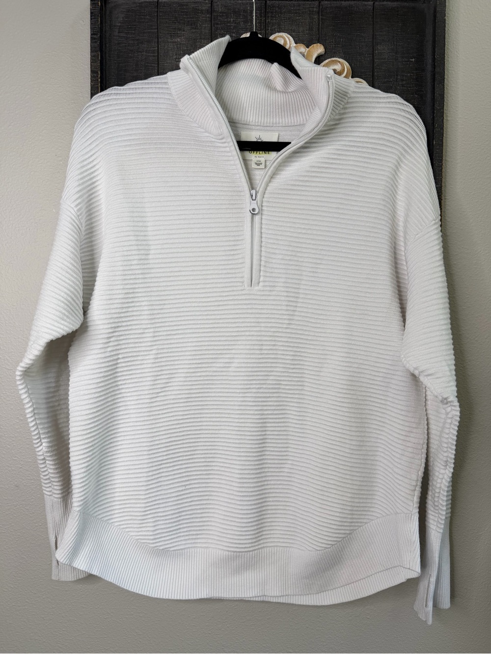 Offline by Aerie White Textured Half Zip Sweater - Picture 2 of 13